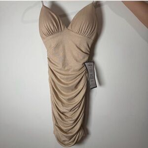 B Darlin Beige Ruched Mini Dress